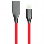 Кабель PowerPlant USB - Lightning, 2м, силикон, красный